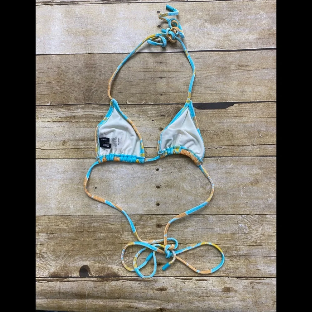 triangl swimwear Turquoise and Yellow Floral Triangle Bikini Top